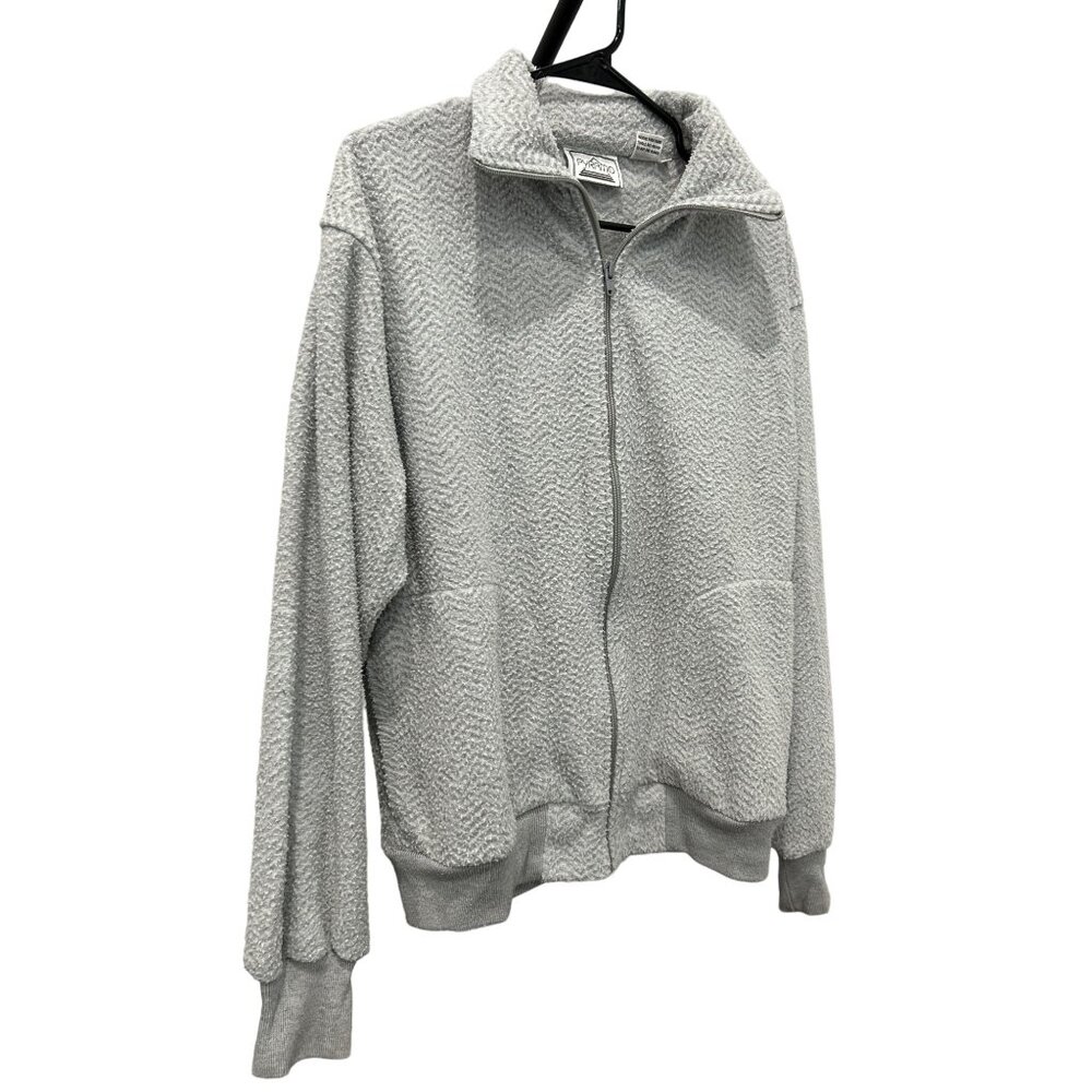 Pyramid Light Gray Textured Full-Zip Jacket Size Medium - Picture 3 of 8